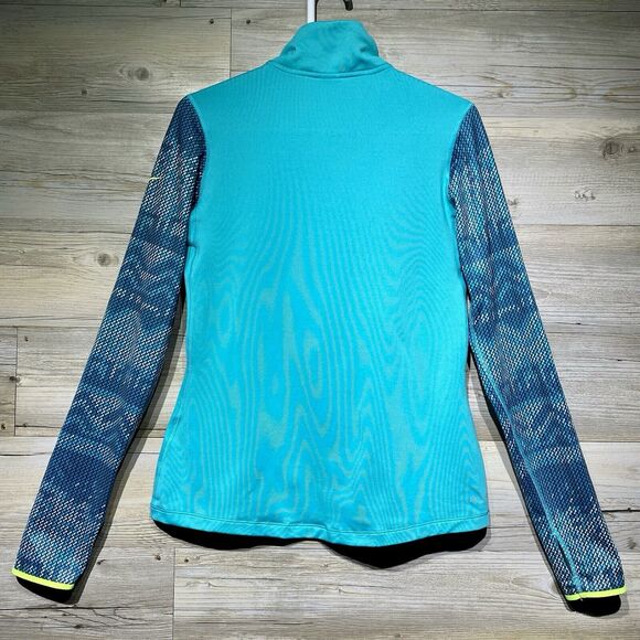 Nike Pro Hyperwarm 1/2 Zip Thermal Pullover Women’s Large Blue Nordic Thumbholes - Picture 2 of 11